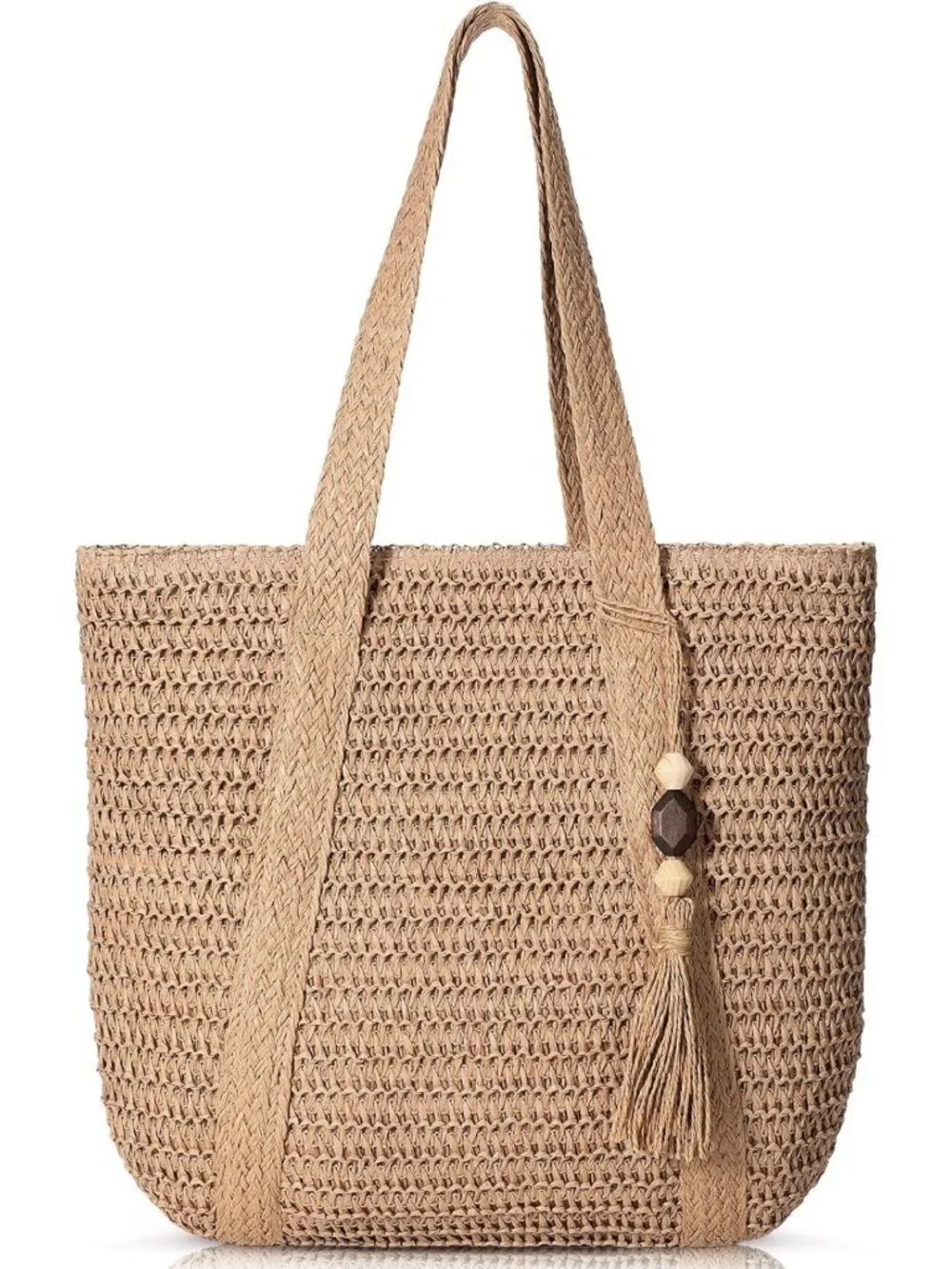 Large Woven Straw Tote Bag for Women | Waterproof, Lightweight, Versatile Beach